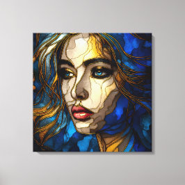 Blue and the Golden Elegance - AI on Stiga upp Canvastryck