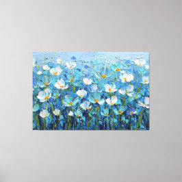 Blue and Turquoise Floral Textured Painting  Canvastryck