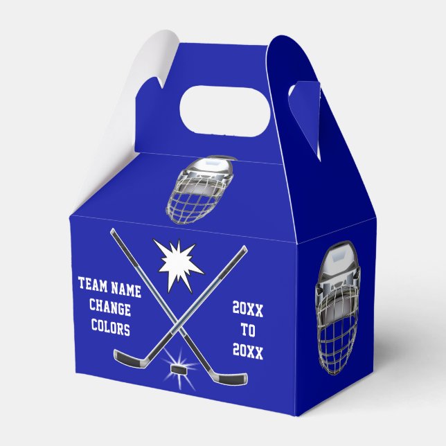 Blue and White, Anpassade, Hockey Goodie Bags Presentaskar (Framsidan Sidan)