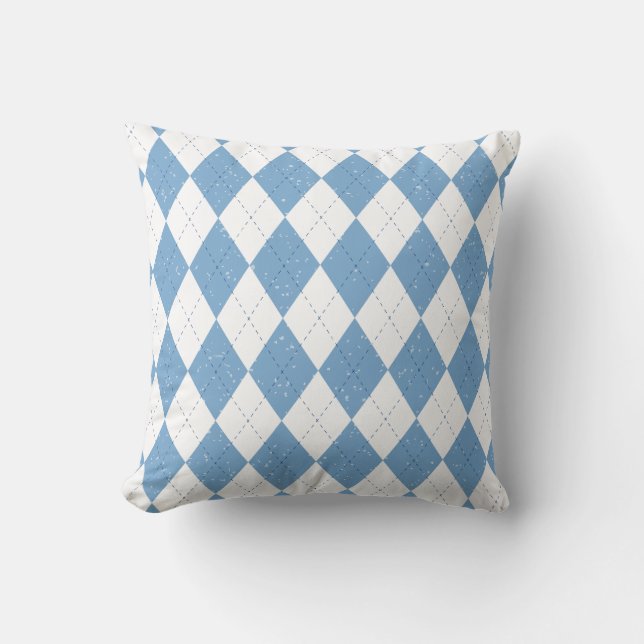 Blue and White Argyle Diamond Pattern Kudde (Framsida)