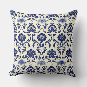 Blue and White Art nouveau Chinoiserie Peony Flora Kudde
