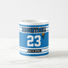 Blue and White Basketball Jersey Kaffemugg