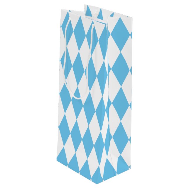 Blue and White Bavaria Rhombus Flagga Mönster (Baksidan Vinklad)