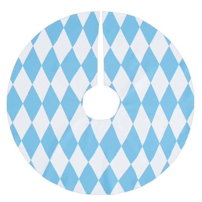 Blue and White Bavaria Rhombus Flagga Mönster Julgransmatta Borstad Polyester (Framsidan)