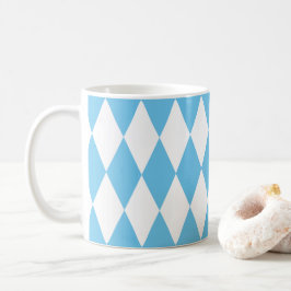 Blue and White Bavaria Rhombus Flagga Mönster Kaffemugg