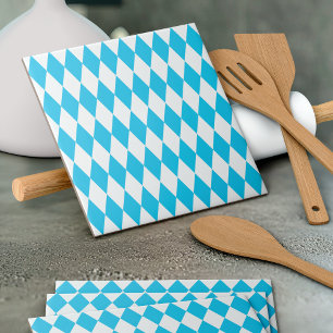 Blue and White Bavaria Rhombus Flagga Mönster Kakelplatta