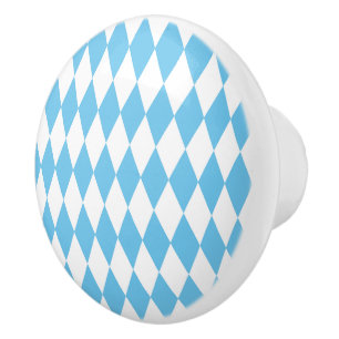 Blue and White Bavaria Rhombus Flagga Mönster Knopp