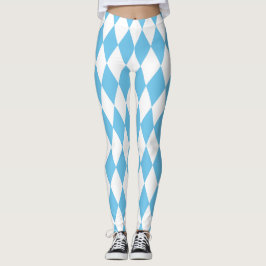 Blue and White Bavaria Rhombus Flagga Mönster Leggings