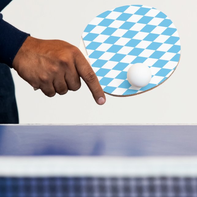 Blue and White Bavaria Rhombus Flagga Mönster Pingisracket (Insitu)