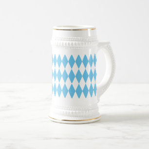 Blue and White Bavaria Rhombus Flagga Mönster Sejdel
