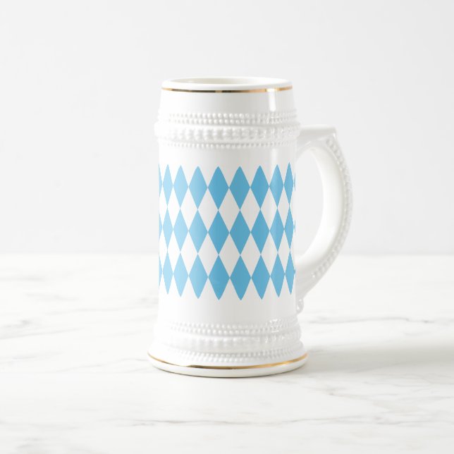 Blue and White Bavaria Rhombus Flagga Mönster Sejdel (Framsida höger)