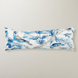 Blue and White Bird Oriental Chinoiserie Kroppskudde