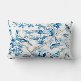 Blue and White Bird Oriental Chinoiserie Lumbarkudde