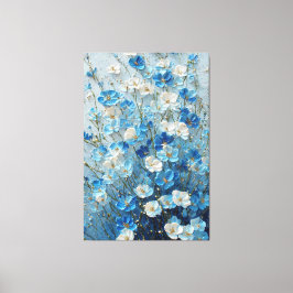 Blue and White Blossoms on Light Blue Abstract  Canvastryck