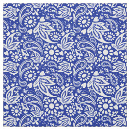Blue and White Boho Paisley Mönster Tyg