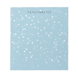 Blue and White Bokeh Confetti Anteckningsblock