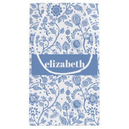 Blue and White Botanical Floral Custom Name Modern