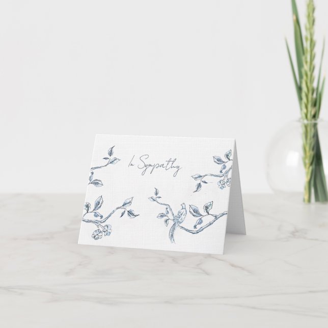 Blue and white Botanical Sympathy Tack Kort (Framsida)