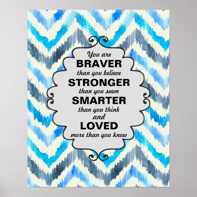 Blue and White Chevron Ord of Encouragement Poster (Framsidan)
