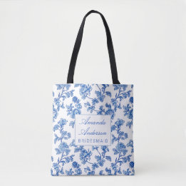 Blue and White Chinoiserie Bridesmaid Gift Tygkasse