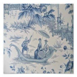 Blue and White Chinoiserie Chinese Oriental Fototryck