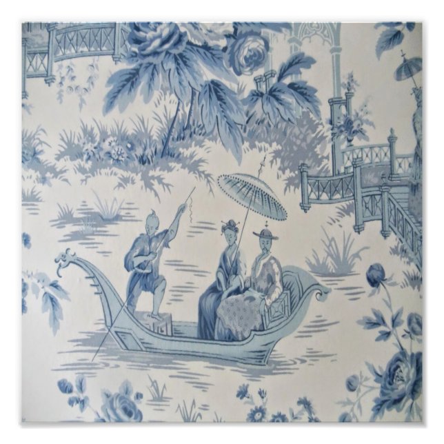 Blue and White Chinoiserie Chinese Oriental Fototryck (Framsidan)