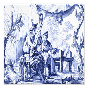Blue and White Chinoiserie Chinese Oriental Fototryck