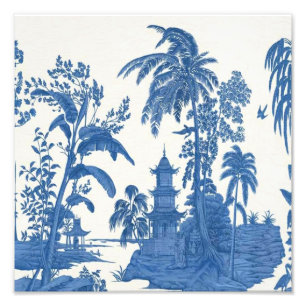 Blue and White Chinoiserie Chinese Oriental Fototryck