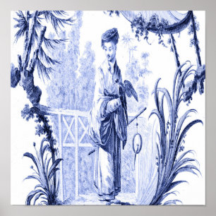 Blue and White Chinoiserie Chinese Oriental Poster