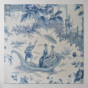 Blue and White Chinoiserie Chinese Oriental Poster