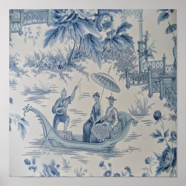 Blue and White Chinoiserie Chinese Oriental Poster (Framsidan)