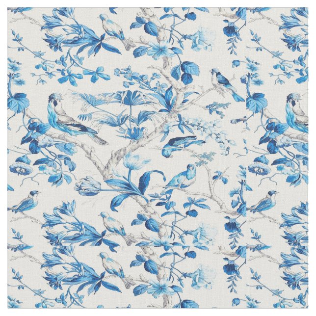 Blue and White Chinoiserie Chinese Oriental Tyg (Närbild)