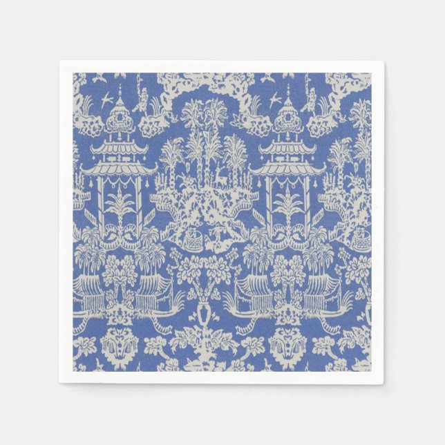 Blue and White Chinoiserie Decoupage Pappersservett (Framsidan)
