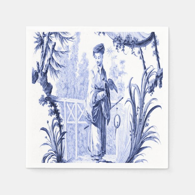Blue and White Chinoiserie Decoupage Pappersservett (Framsidan)