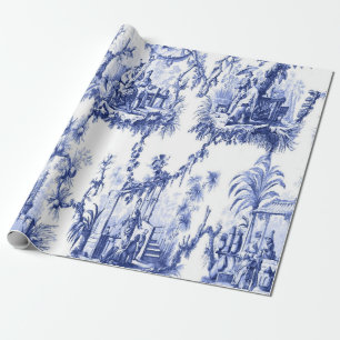 Blue and White Chinoiserie Decoupage Presentpapper
