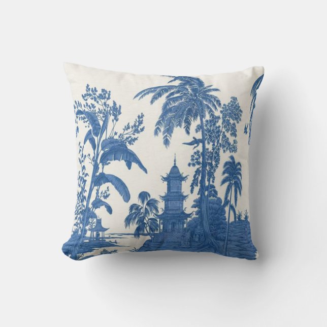 Blue and White Chinoiserie Dekorativ kudde (Framsida)