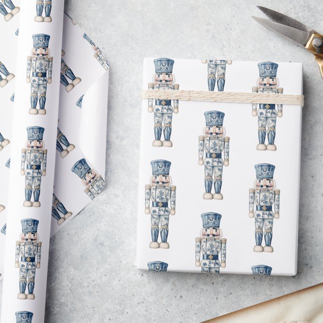 Blue and White Chinoiserie jul Nutcracker Presentpapper (Skapare uppladdad)