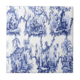 Blue and White Chinoiserie Kakelplatta