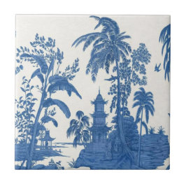 Blue and White Chinoiserie Kakelplatta