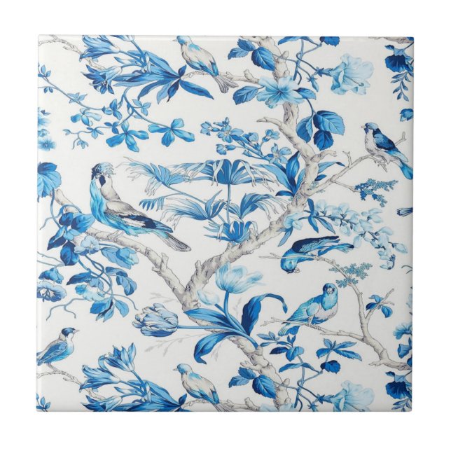 Blue and White Chinoiserie Kakelplatta (Framsidan)