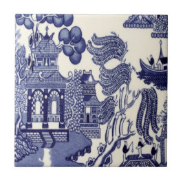Blue and White Chinoiserie Kakelplatta