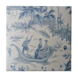Blue and White Chinoiserie Kakelplatta