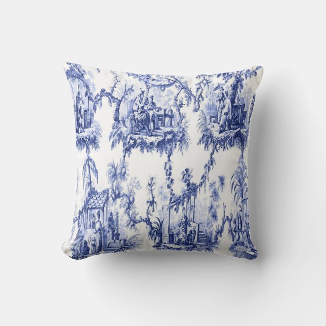 Blue and White Chinoiserie Kudde (Framsida)