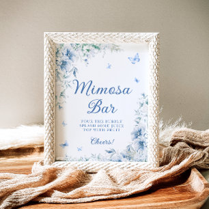 Blue and White Chinoiserie Mimosa Pub Poster
