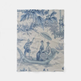 Blue and White Chinoiserie Oriental Fleecefilt