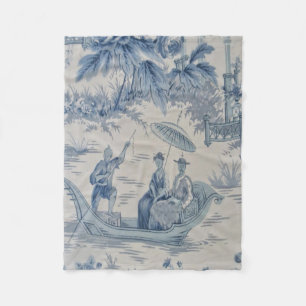 Blue and White Chinoiserie Oriental Fleecefilt