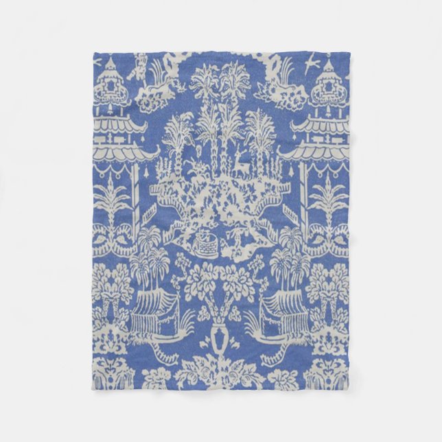 Blue and White Chinoiserie Oriental Fleecefilt (Framsidan)
