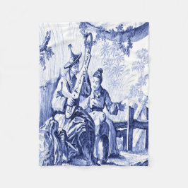 Blue and White Chinoiserie Oriental Fleecefilt