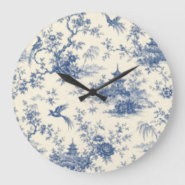 Blue and White Chinoiserie Pagoda Wall Clock Stor Klocka