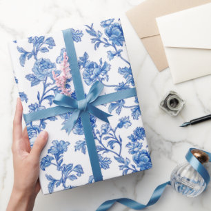 Blue and White Chinoiserie Ro Peony Presentpapper